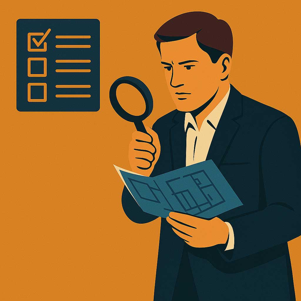 Man mit Lupe sieht sich etwas ganz genau an