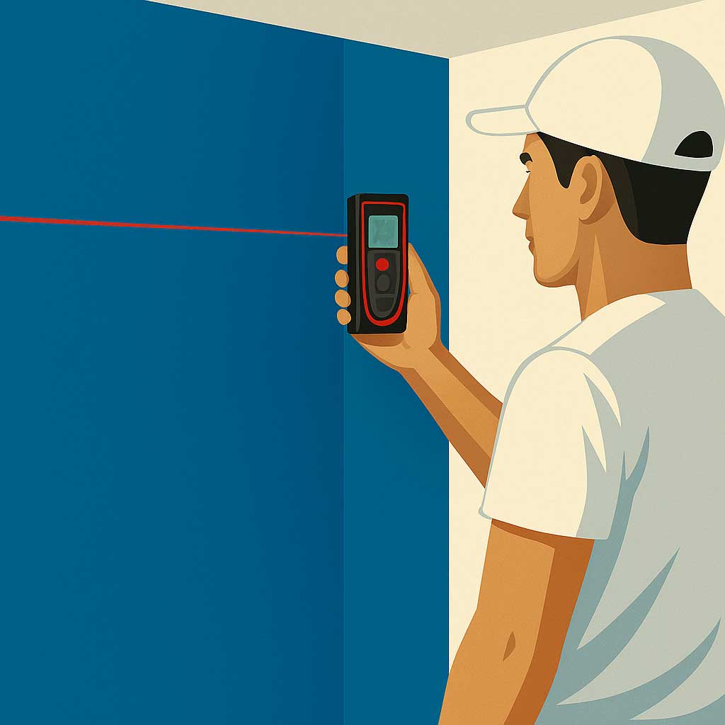 Aufmaßerstellung wird mit einem Lasergerät vermessen